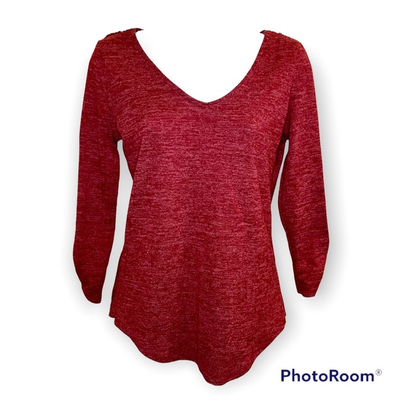3/4 Sleeve Red Sweater - Picture 3 of 3